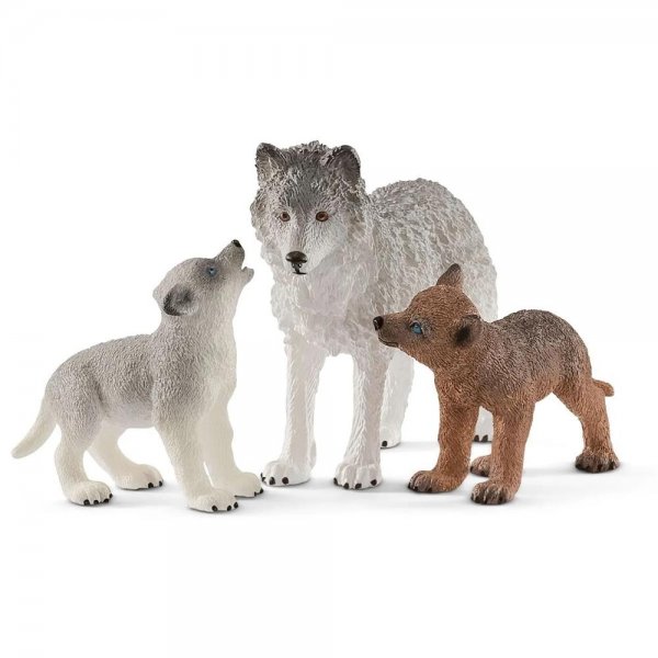 Schleich 42472 Wolfsmutter mit Welpen Spielfigur Wolf Tierfigur Sammelfigur
