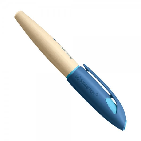 Schulfüller ergonomisch für Linkshänder mit Anfänger-Feder A - STABILO EASYbirdy Timber in blau