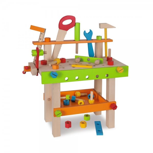 Eichhorn Werkbank mit Zubehör Rollenspielzeug Holzspielzeug für Kinder ab 3 Jahren