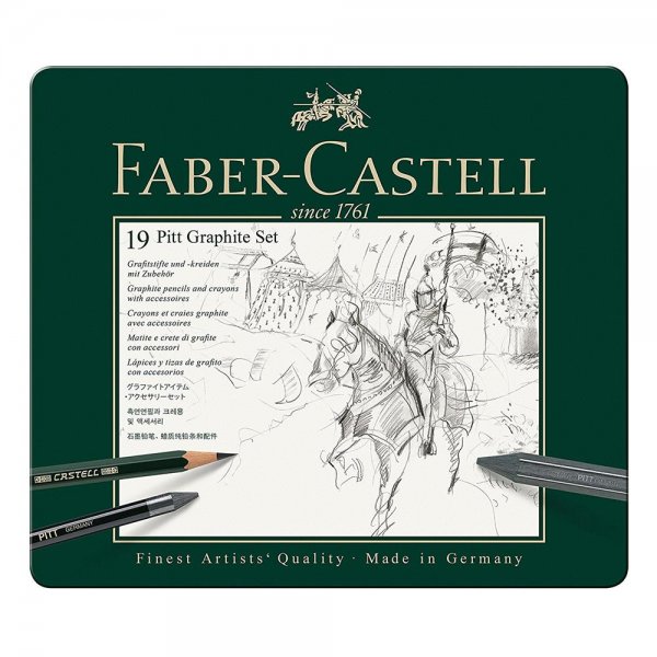 Faber-Castell 2973 - Pitt Graphite Set im Metalletui, medium, 19-teilig