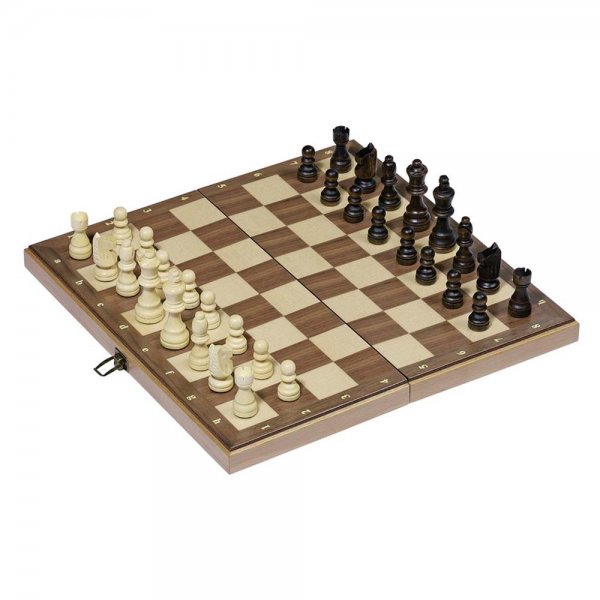 Goki Schachspiel 38 x 38 cm in Holzklappkassette Gesellschaftsspiel Holz