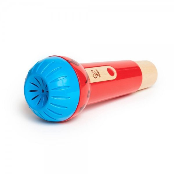 Hape Echomikrofon Blau Rot 8 cm Holz Spielzeugmikrofon für Kinder