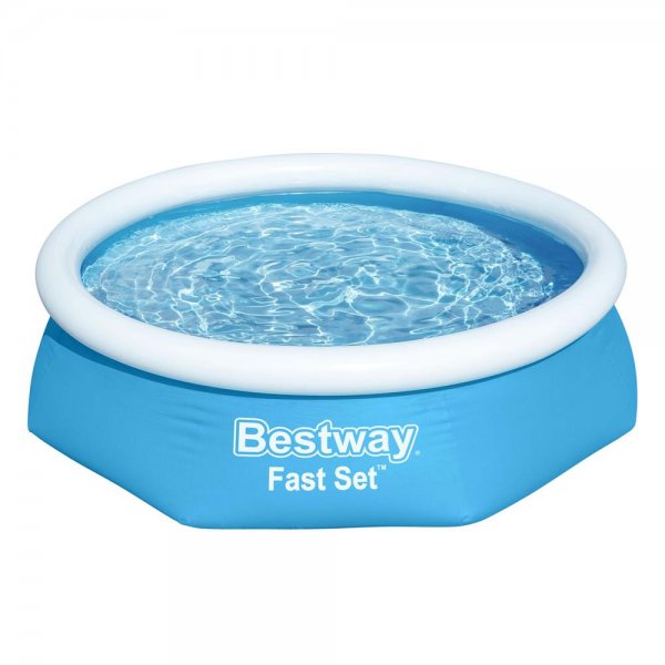 Bestway Fast Set Aufstellpool ohne Pumpe 244 x 61 cm Blau Rund Schwimmbecken Planschbecken