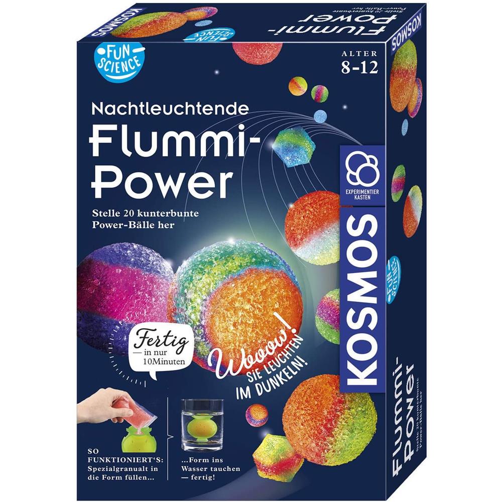 KOSMOS Fun Science Nachtleuchtende Flummi Power Stelle 20 kunterbunte Bälle her 