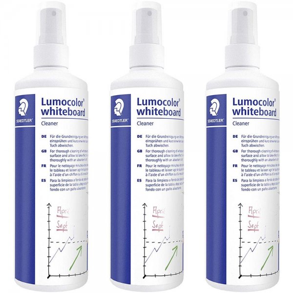 Staedtler Lumocolor 3x Whiteboard Cleaner, Reinigungsspray für Whiteboards, schnelltrocknend, nicht feuergefährlich, Pumpmechanismus