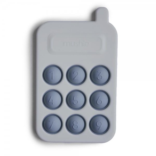Mushie Sensorik-Spielzeug Telefon Hellblau fördert Feinmotorik Handy-Druckspielzeug Babyspielzeug