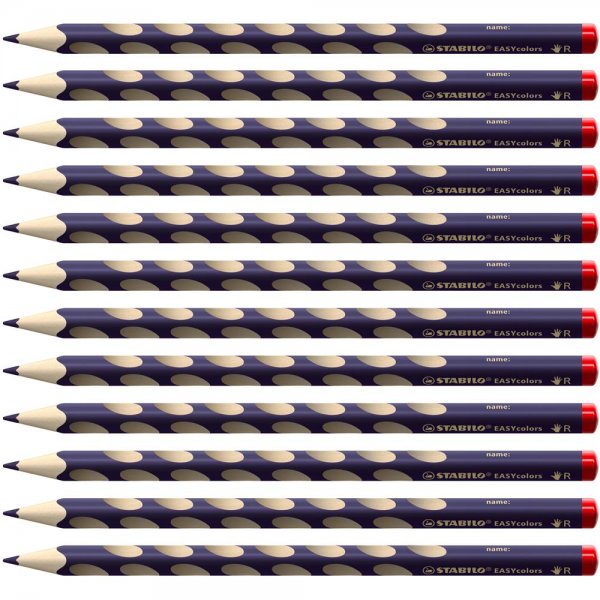 Ergonomischer Buntstift für Rechtshänder - STABILO EASYcolors - 12er Pack - blauviolett