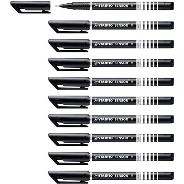 Fineliner mit gefederter Spitze - STABILO SENSOR M - medium - 10er Pack - schwarz