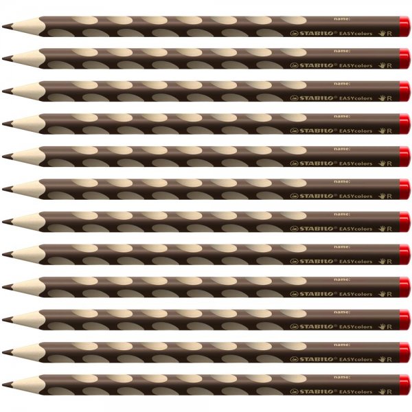 Ergonomischer Buntstift für Rechtshänder - STABILO EASYcolors - 12er Pack - dunkel braun