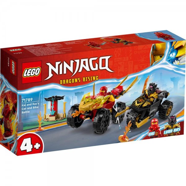 LEGO® NINJAGO® 71789 - Verfolgungsjagd mit Kais Flitzer und Ras' Motorrad Spielset ab 4 Jahren