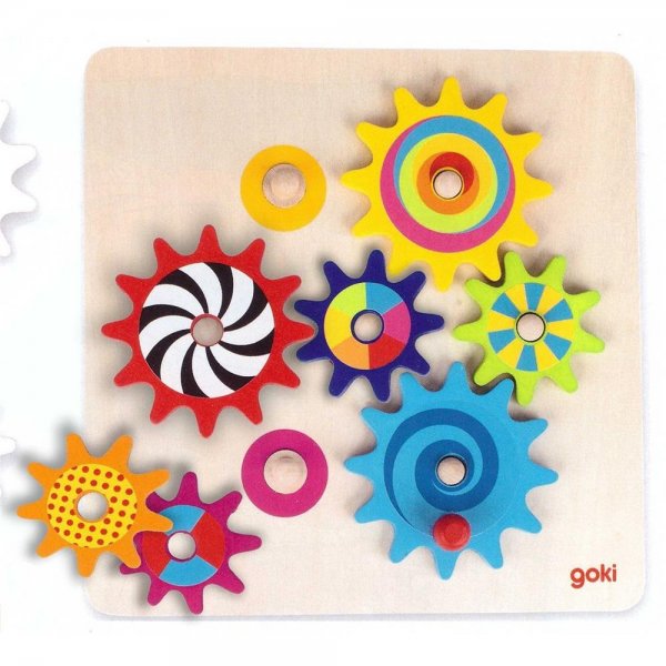 Goki 58530 - Zahnradspiel, 8 teilig. aus Holz 0,5x20,5 cm NEU
