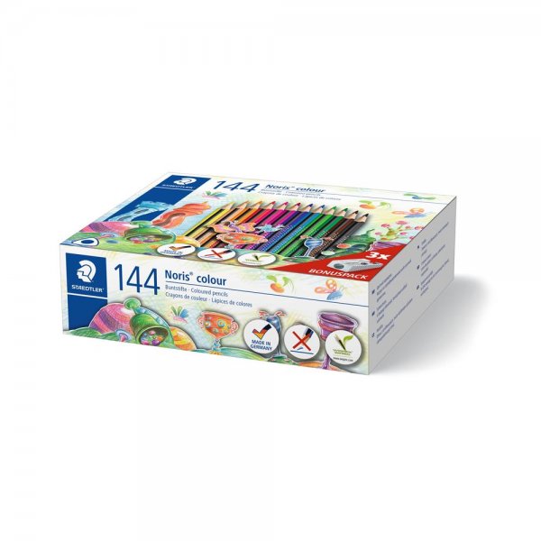 STAEDTLER Buntstift Noris colour 187 Set 144 Buntstiften 12 Farben 3 Spitzer