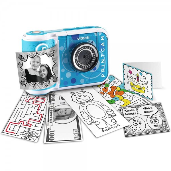 VTech Kidizoom Print Cam Blau Sofortbild-Kinderkamera mit Druckfunktion Selfie- und Videofunktion