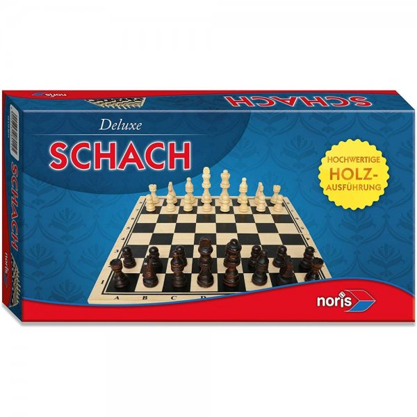 Noris Deluxe Schach Spieleklassiker Holz Holzfiguren unterwegs Spielbrett Figuren Strategiespiel