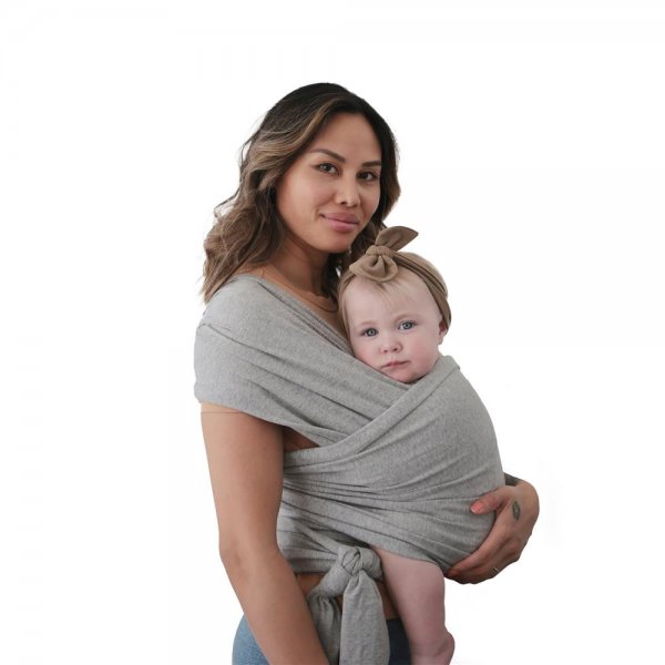 Mushie Babytragetuch in Grau, aus atmungsaktiver Bio-Baumwolle