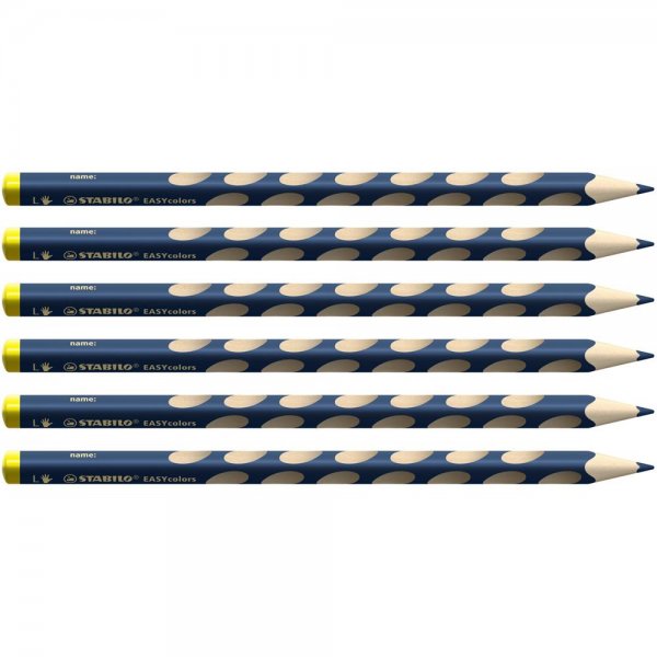 Ergonomischer Buntstift für Linkshänder - STABILO EASYcolors - 6er Pack - dunkelblau