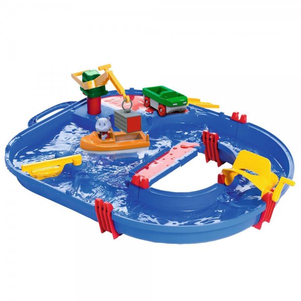 AquaPlay Wasserbahn Start Set Wasserstraße mit Kran, Boot und Spielfigur