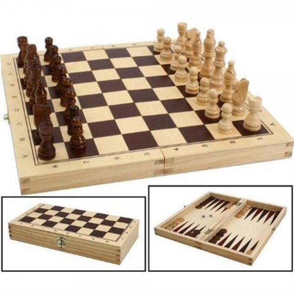 Bartl 101808 - Schach, Dame, Backgammon aus Holz