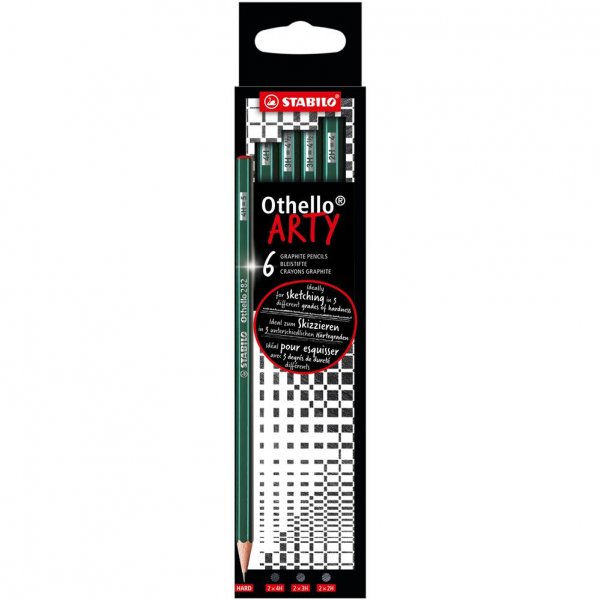 Bleistift - STABILO Othello - ARTY - 6er Pack - Härtegrad hart, jeweils 2x 4H, 3H, 2H