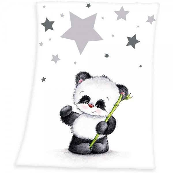 Herding Panda Microfaserflausch-Decke 75/100 cm Kuscheldecke Babydecke Fleecedecke grau weiß