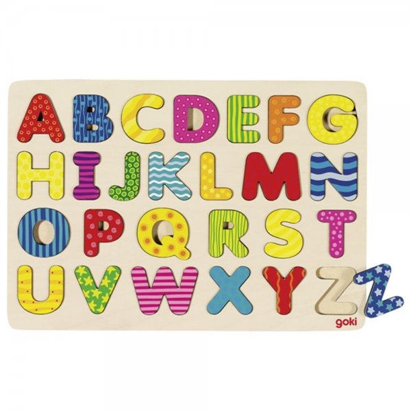 Goki Alphabetpuzzle Holzspielzeug ABC lernen Buchstabenpuzzle Kinder Lernspielzeug