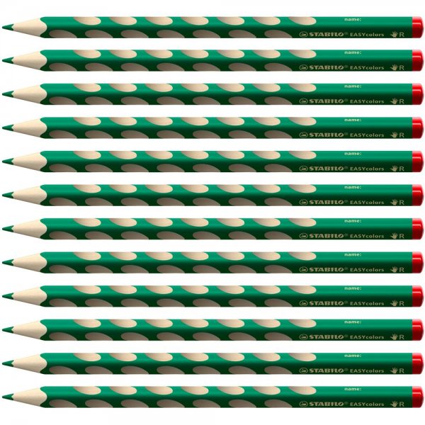 Ergonomischer Buntstift für Rechtshänder - STABILO EASYcolors - 12er Pack - grün