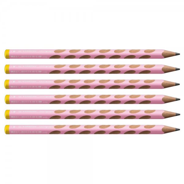 Ergonomischer Dreikant-Bleistift für Linkshänder - STABILO EASYgraph in pastellpink - 6er Pack - Härtegrad HB