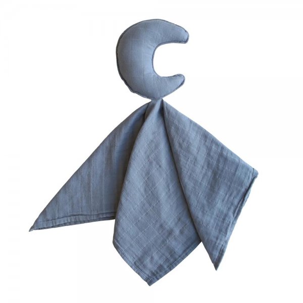 Mushie Schmusetuch Moon Tradewinds Bio-Musselin Blau Babytuch Kuscheltuch 30,5 x 3,8 x 50,8 cm