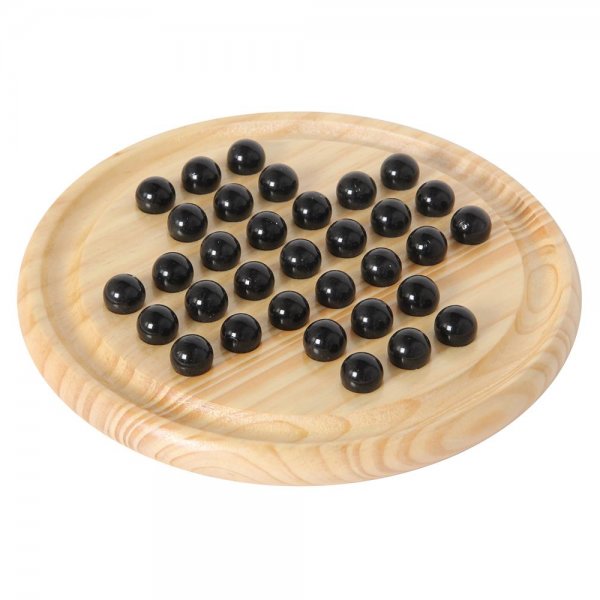Bartl Solitär 22 cm aus Holz mit schwarzen Glasmurmeln Brettspiel Gesellschaftsspiel Kinderspiel
