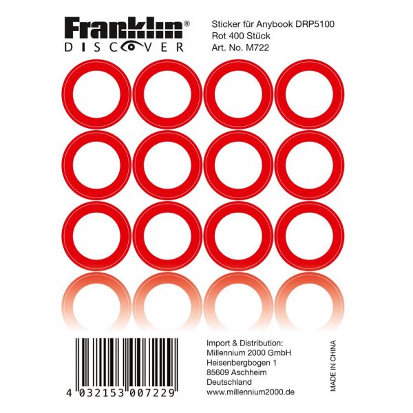 Franklin M722 AnyBook Sticker/Aufkleber Rot 400er Set für Anybook Audiostift DRP-5100