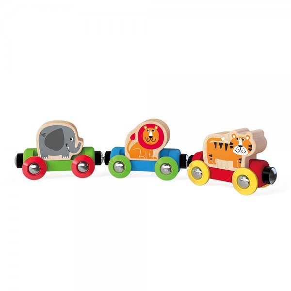 Hape E3807 Dschungelzug Eisenbahn mit Tieren Kleinkindspielzeug Holzspielzeug