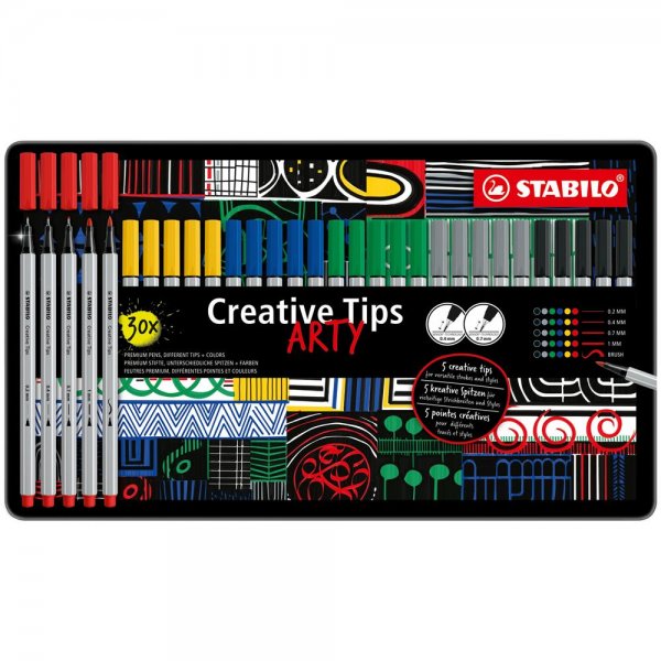 Multispitzenset – STABILO Creative Tips – ARTY – 30er Metalletui – CLASSIC – in 6 Farben