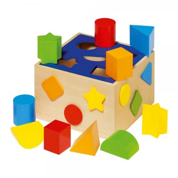 Goki Sortierbox 10-teilig Motorikspielzeug Farben Formen Steckspielzeug Holzspielzeug