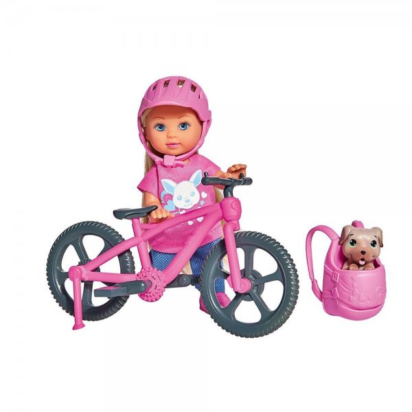 Simba Evi Love Holiday Bike mit Fahrrad + Hund 12 cm Spielpuppe Haustier Puppe Puppen Ferienspaß Set