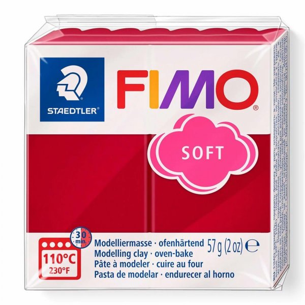 Staedtler FIMO soft kirschrot 57g Modelliermasse ofenhärtend Knetmasse Knete