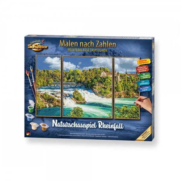 Schipper Malen nach Zahlen Naturschauspiel Rheinfall 80 x 50 cm Triptychon Bilder malen