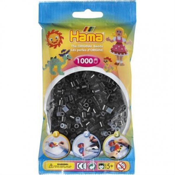Hama 207-18 - Perlen, 1000 Stück, schwarz Bügelperlen Stiftplatte Bügelplatte Kreativ basteln
