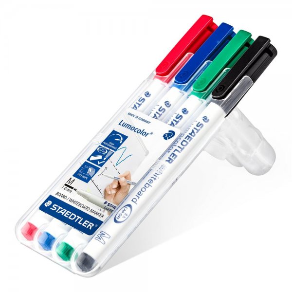 STAEDTLER - Lumocolor® 301 WP4 - Whiteboard-Stift Set Box mit 4 Farben