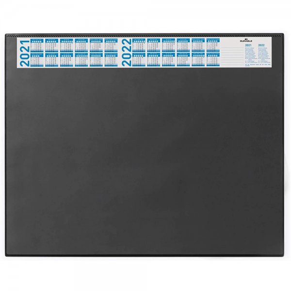 Durable 720401 Schreibunterlage (mit Vollsichtplatte und Kalender, 650 x 520 mm) 1 Stück schwarz
