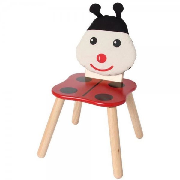 Kinderstuhl Marienkäfer rot aus Holz abgerundete Ecken Kindermöbel mit Tiermotiv