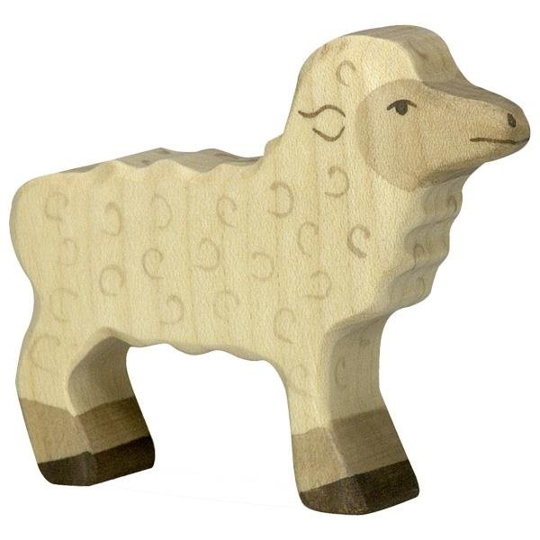 Holztiger Lamm stehend Holzfigur Bauernhof Tiere Schaf Spielzeug Holztiere Holzspielzeug