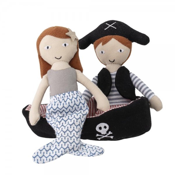 Bloomingville Kate & Jonah Stoffpuppe Meerjungfrau Pirat Boot Spielzeugpuppe dänisches Design