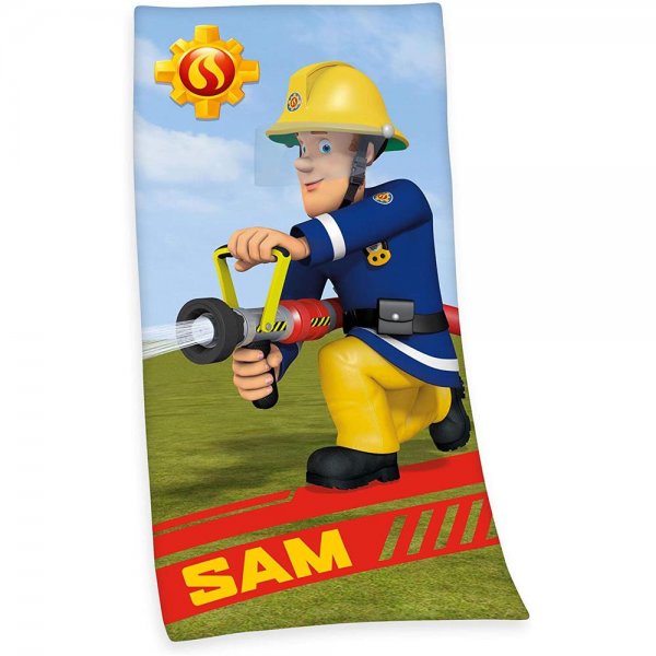 Herding Feuerwehrmann Sam Velourstuch 75x150 cm Badetuch saugstark flauschig Baumwolle Handtuch