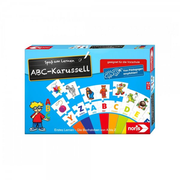 Noris Spiele ABC-Karussell mit Bildkarten Buchstabenkarten Lernspiel Buchstabenspiel