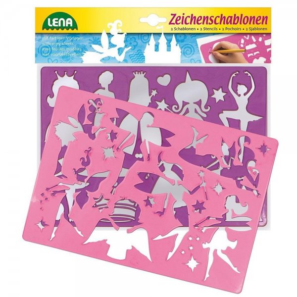 Simm 65766 Lena - 2 Zeichenschablonen, rosa, lila, Prinzessinnen, Elfen, NEU OVP