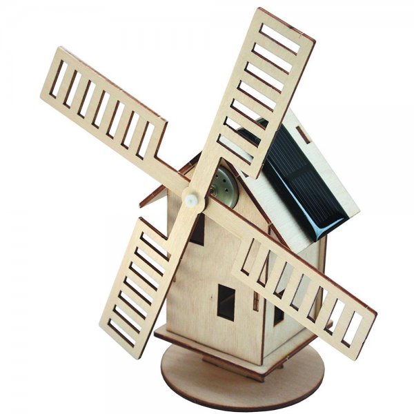Bartl 110487 - Solar-Holzwindmühle Bausatz mit Solarzelle Licht 20cm Garten
