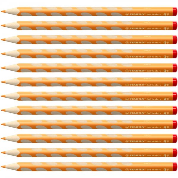Ergonomischer Buntstift für Rechtshänder - STABILO EASYcolors - 12er Pack - gelb orange