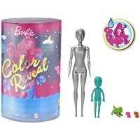 Mattel Barbie Color Reveal Set 2 Puppen 3 Haustiere Zubehörteile Wasserenthül...