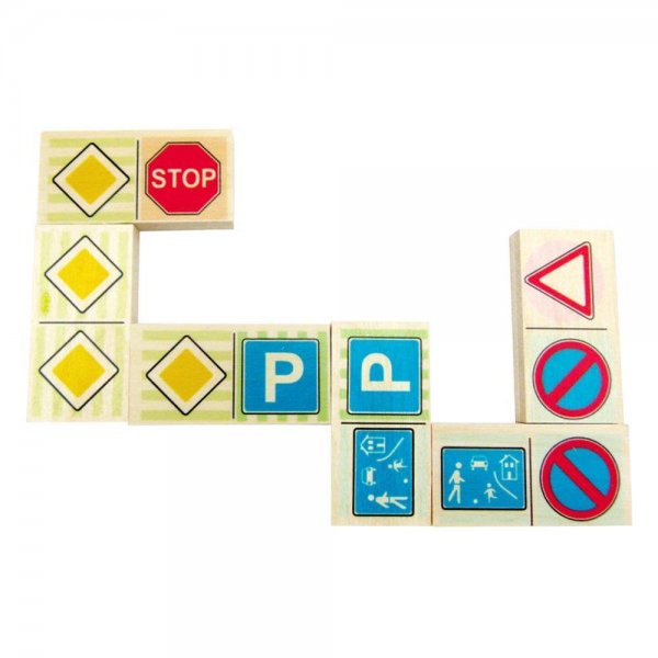 Hess Spielwaren Domino Verkehrszeichen Holzspielzeug Legespiel Straßenschilder