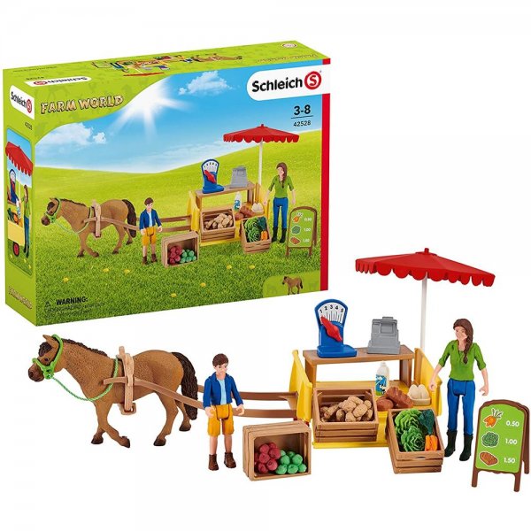 Schleich 42528 - Farm World, Mobiler Farm Stand, Spielzeug-Bauernhöfe Spielset